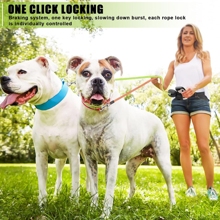 Doppelte Einziehbare Hundeleine, Rollleine Mit Led Licht, Ausziehbare Doppel Hundeleine Für 2 Hunde,