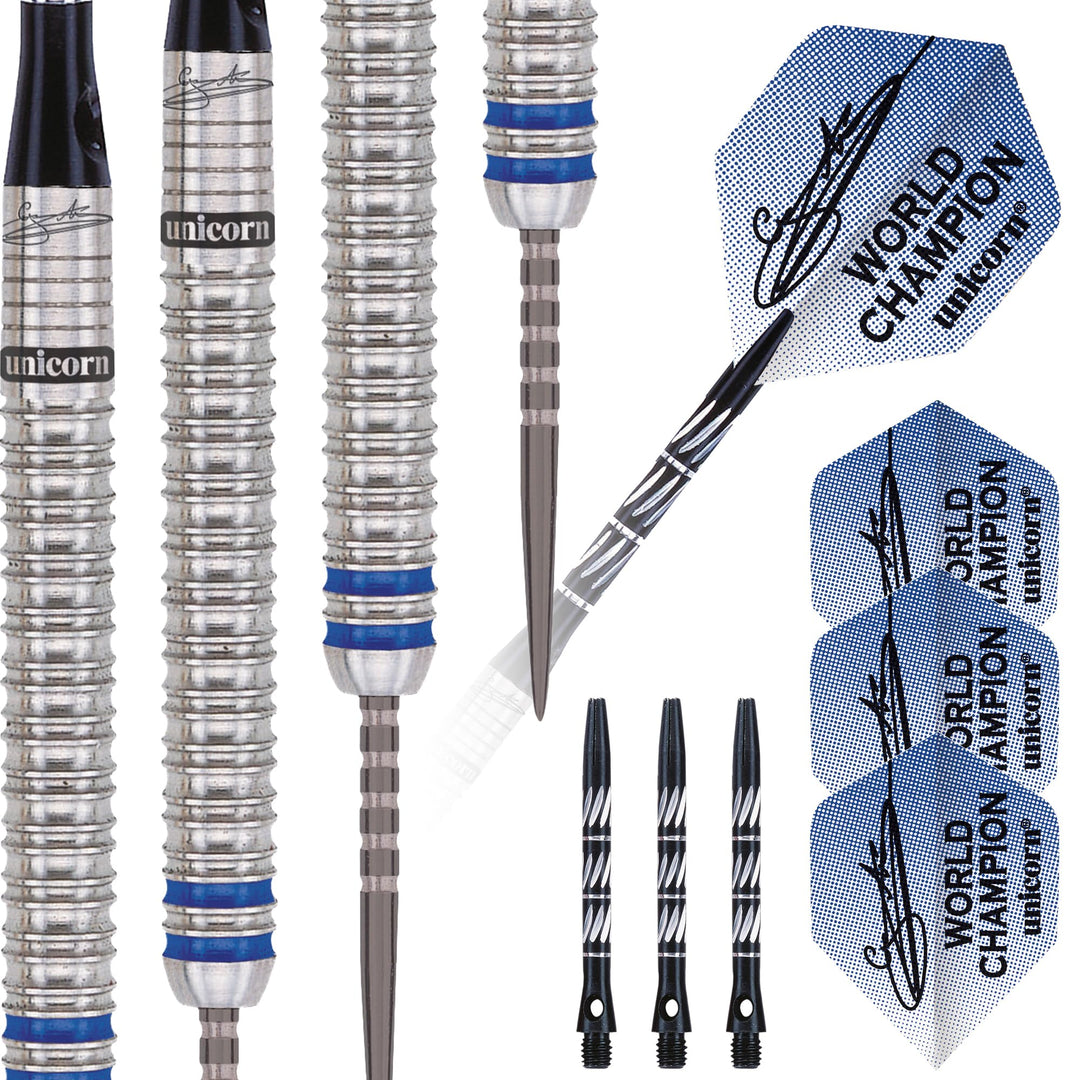 Unicorn Phase 3 World Champion Gary Anderson Steel Dart Silber/Schwarz 27 g Single, Silber/Schwarz 2