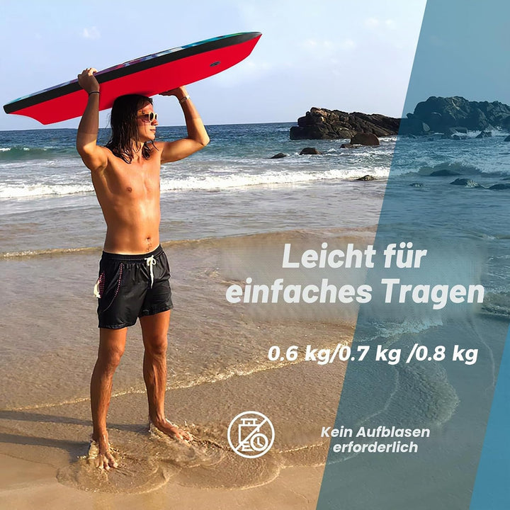 HOMASIS Leichtes Bodyboard, Surfbrett mit EPS-Kern, XPE-Deck, HDPE-Boden &amp; Handgelenk-Leash, Surfboa