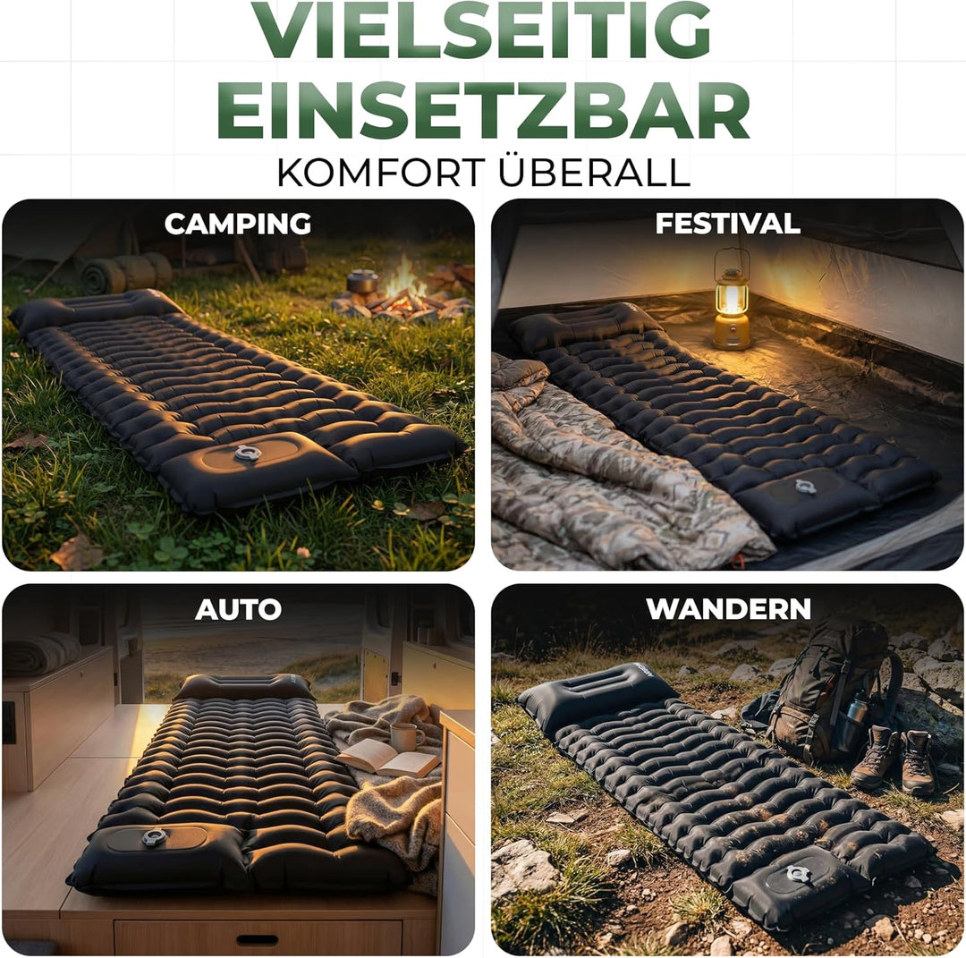Selbstaufblasbare Luftmatratze Ultraleicht – Camping Isomatte selbstaufblasend mit integrierter Fuss