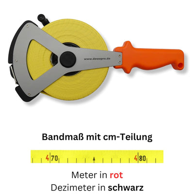 Richter Glasfaserbandmass Bandmass - 16mm breit mit V-Leichtmetallrahmen - Länge: 25m - Massanfang "