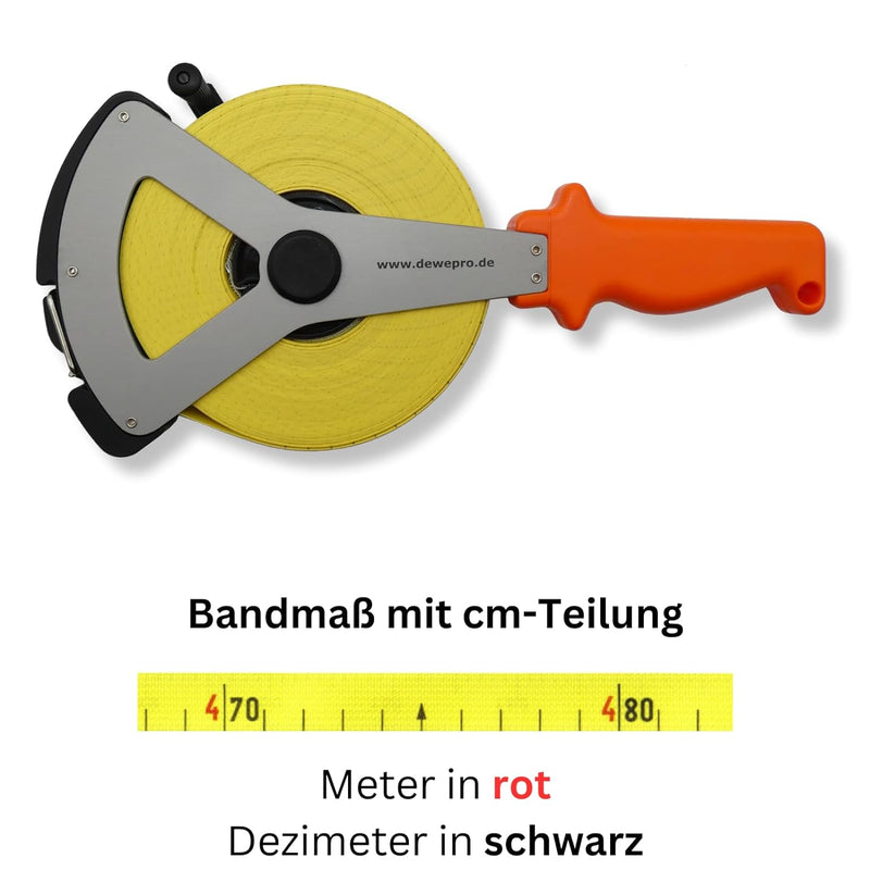 Richter Glasfaserbandmass Bandmass - 16mm breit mit V-Leichtmetallrahmen - Länge: 25m - Massanfang "