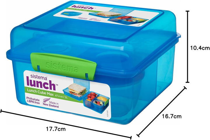 Sistema TO GO Brotdose mit Fächern Cube Max | 2L Bento-Lunchbox mit auslaufsicherem Joghurtbehälter