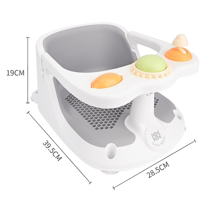 Bebamour Baby Badesitz 6 Monate+ Kind Badewanne rutschfest Baby Badesitz mit Spielzeug,Gray 1 Gray,