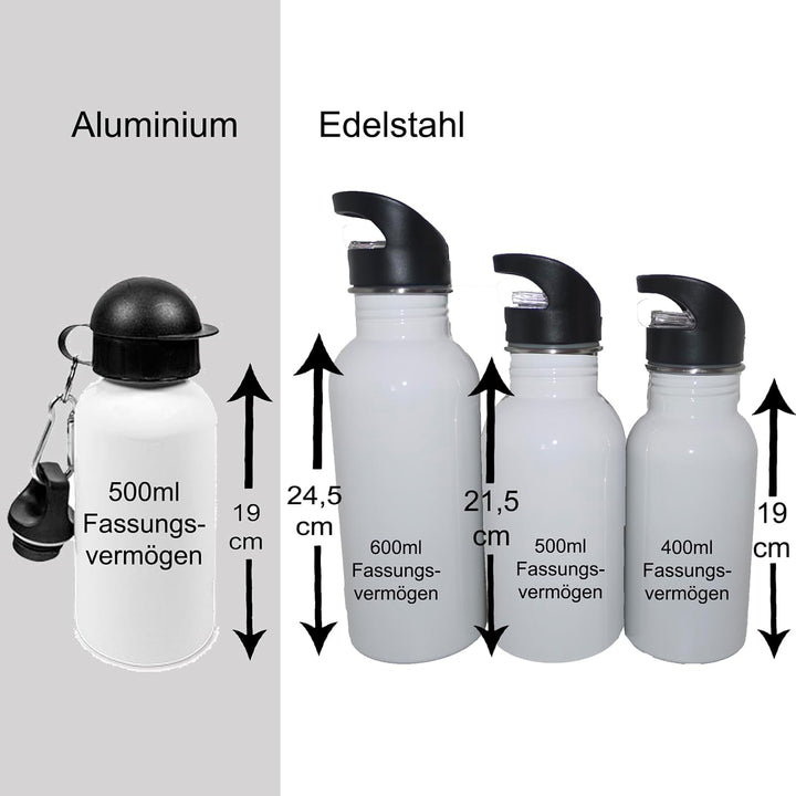 Trinkflasche personalisiert mit Name, Tennis | 400ml, 500ml oder 600ml, Schriftwahl für Name, Edelst