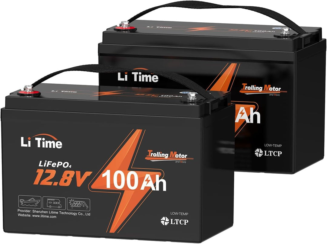 LiTime LiFePO4 12V 100Ah Trolling-Motoren Lithium Batterie mit Tieftemperaturschutz, Deep Cycle Batt