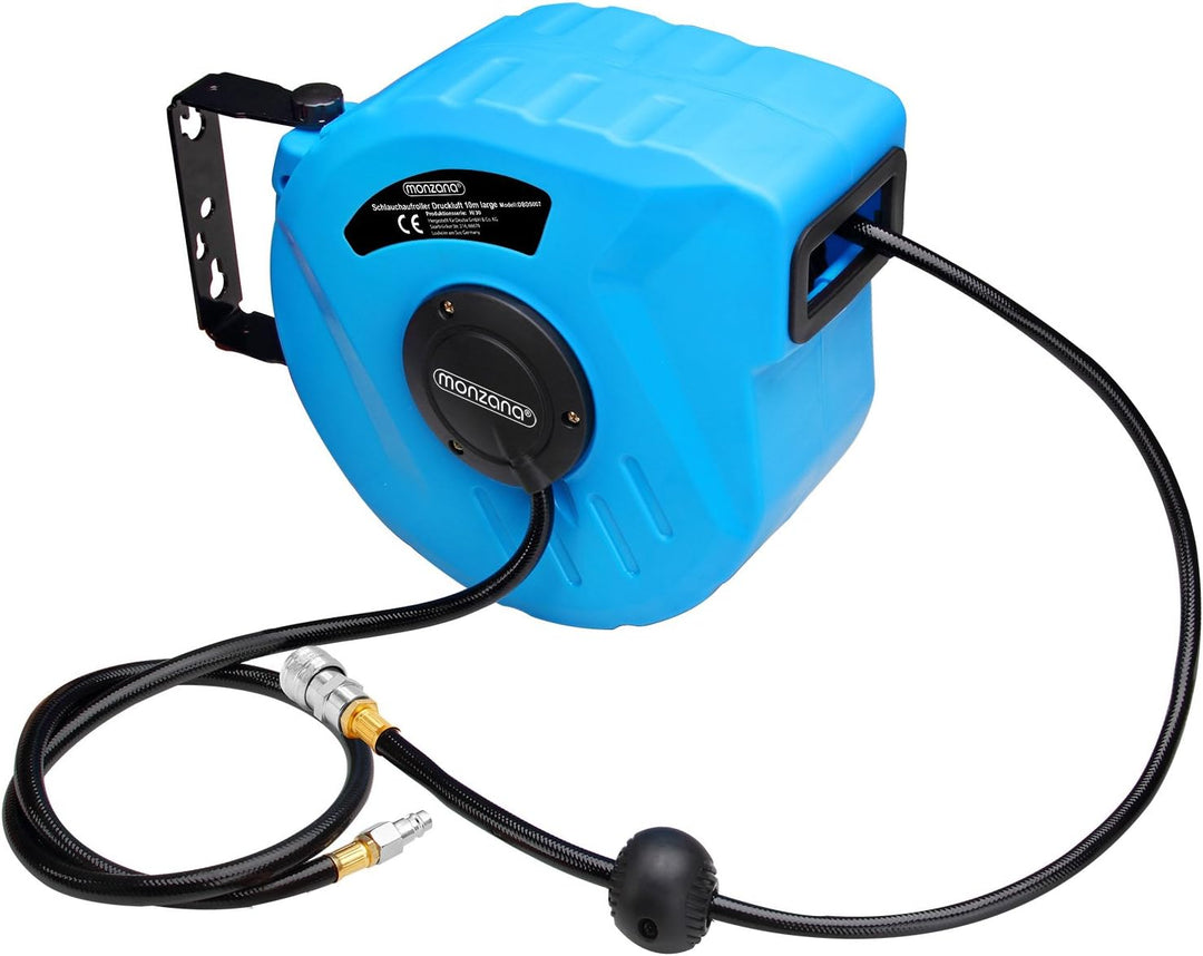 DEUBA® Druckluft Schlauchtrommel 10m+1m Automatischer Einzug 3/8' Anschluss 12 bar Ø12mm Automatik S