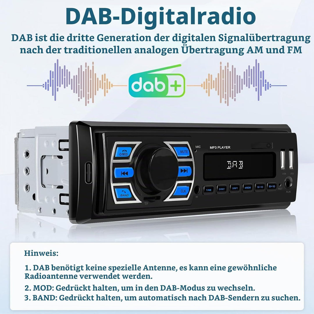 DAB/DAB+ 1Din Autoradio Bluetooth Freisprecheinrichtung, Hikity Auto MP3 Player Unterstützung für da