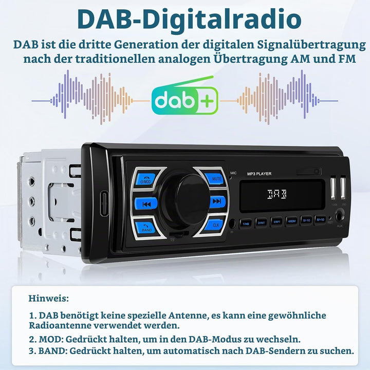 DAB/DAB+ 1Din Autoradio Bluetooth Freisprecheinrichtung, Hikity Auto MP3 Player Unterstützung für da