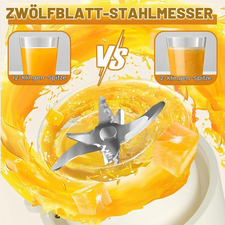 Tragbarer Mixer, 450ml Smoothie Maker, 12-Blatt Portabler Elektrischer Saftpresse, Mini-Mixer 1500 M