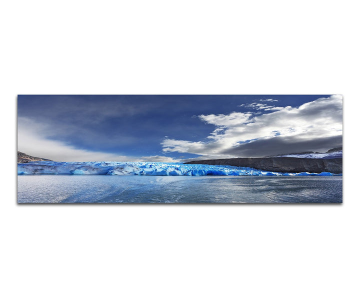 Paul Sinus Art Panoramabild auf Leinwand und Keilrahmen 150x50cm Patagonien Meer Eisberge Wolken Him