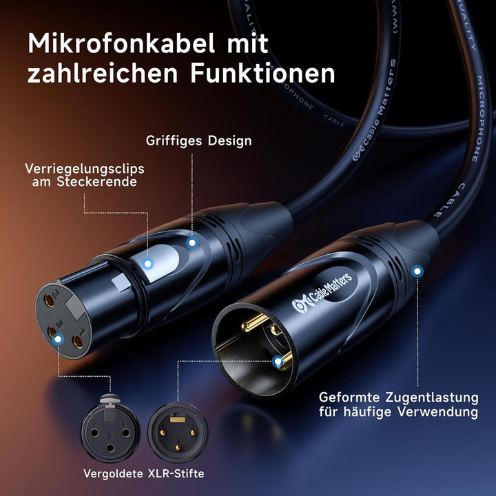 Cable Matters 2er Pack Premium XLR auf XLR Mikrofonkabel 0,9m XLR Kabel, Mikrofon kabel XLR Kabel XL