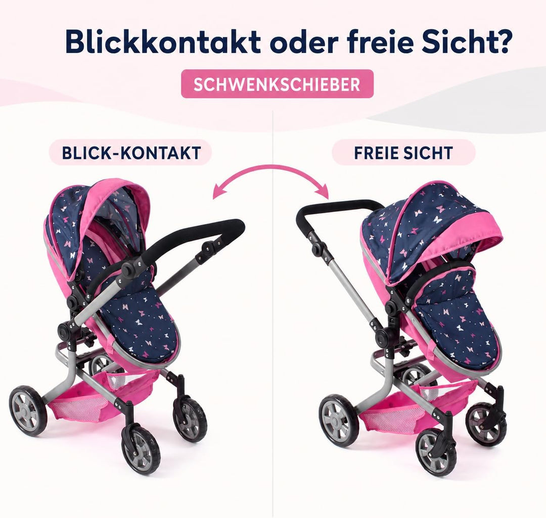 Bayer Chic 2000 595-33 Puppenwagen Mika, 2in1 Kombipuppenwagen für Kinder von 4 bis 8 Jahren, Butter