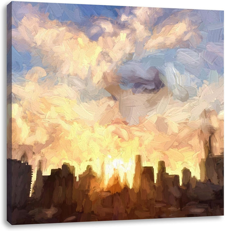 Pixxprint Skyline von Chicago Skyneedle, Format: 70x70 auf Leinwand, 70x70