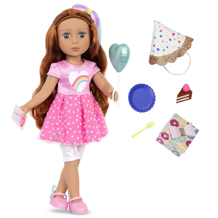 Glitter Girls Deluxe Geburtstag Puppe Cicely – Bewegliche 36 cm Puppe mit Geburtstagszubehör, Puppen