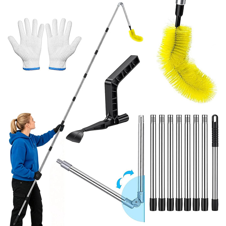 Dachrinnenreiniger, 4 m, Teleskop-Dachrinnen-Reinigungswerkzeug-Set mit verstellbarem Winkel, Dachri
