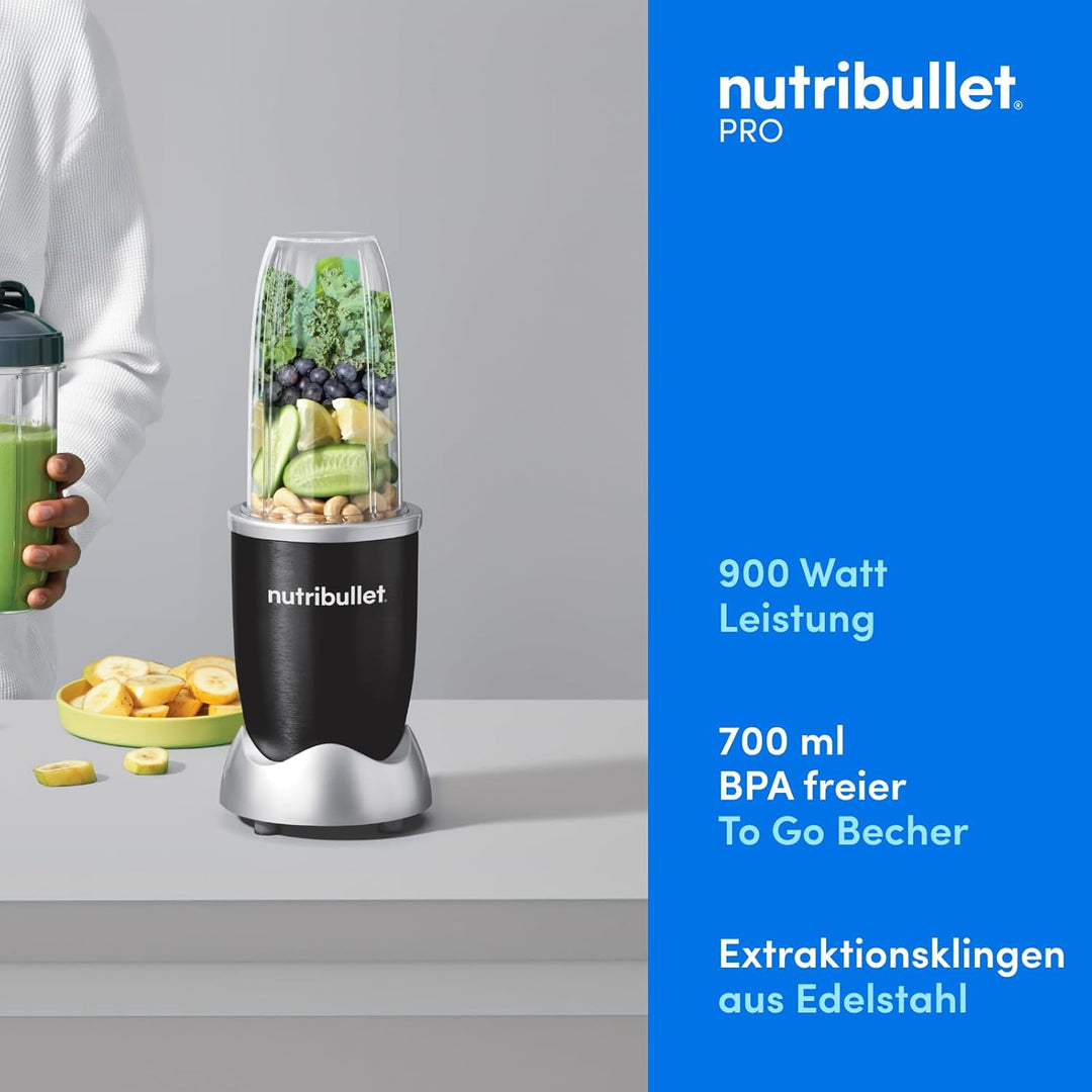 nutribullet Pro, 900 Watt Leistung, Einfach und schnell in der Anwendung, Kompakt, Leicht zu reinige