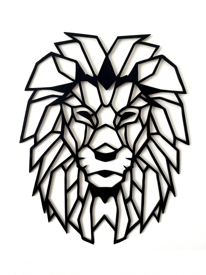 Pet-Jos Löwe Wanddekoration Holz Löwe Wanddeko Geometrische Ornamente Minimalistische Wandkunst Häng