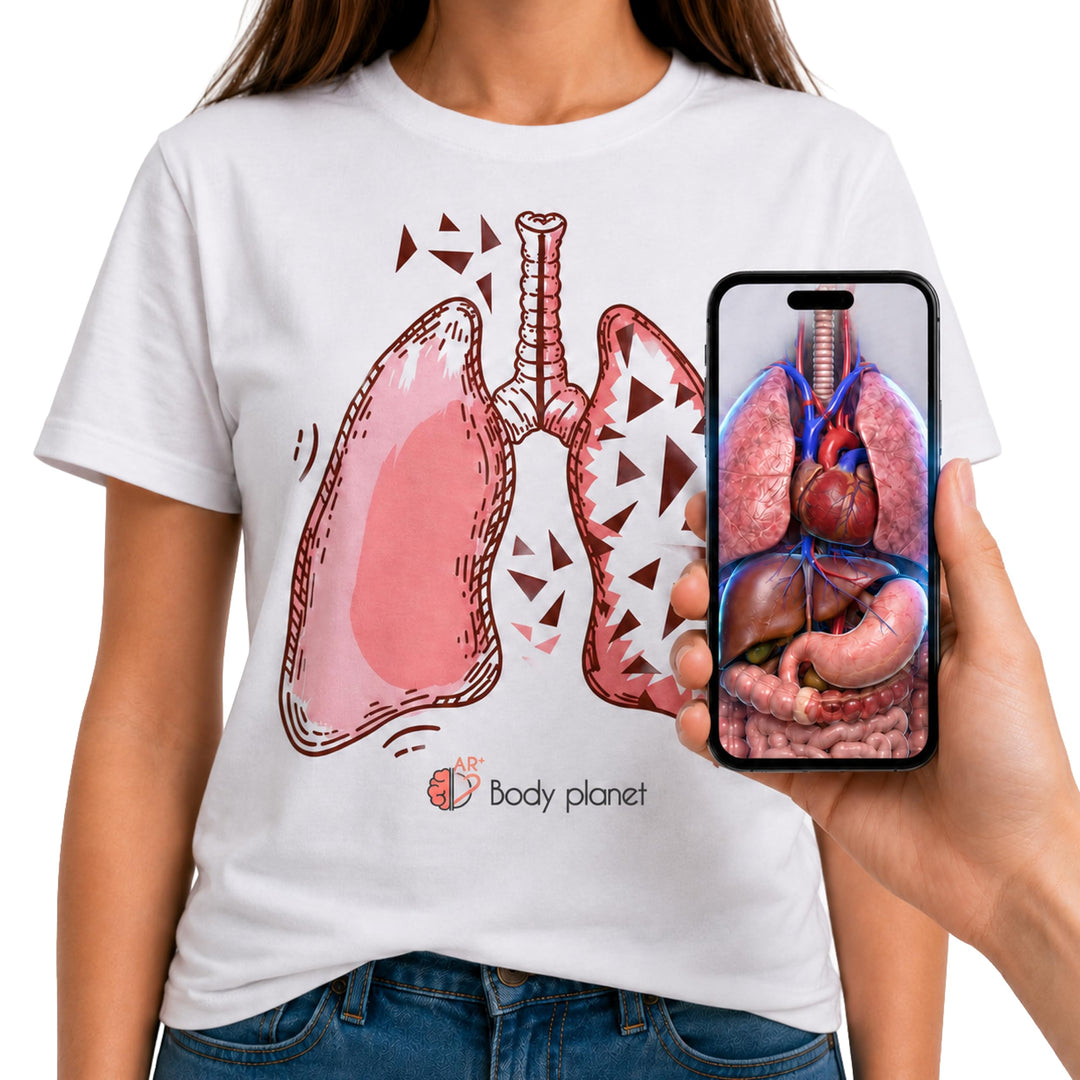 AR+ Body Planet - Magic t-Shirt EVO Pädagogisches Augmented Reality T-Shirt (S) Kurzarm S Weiss, S W