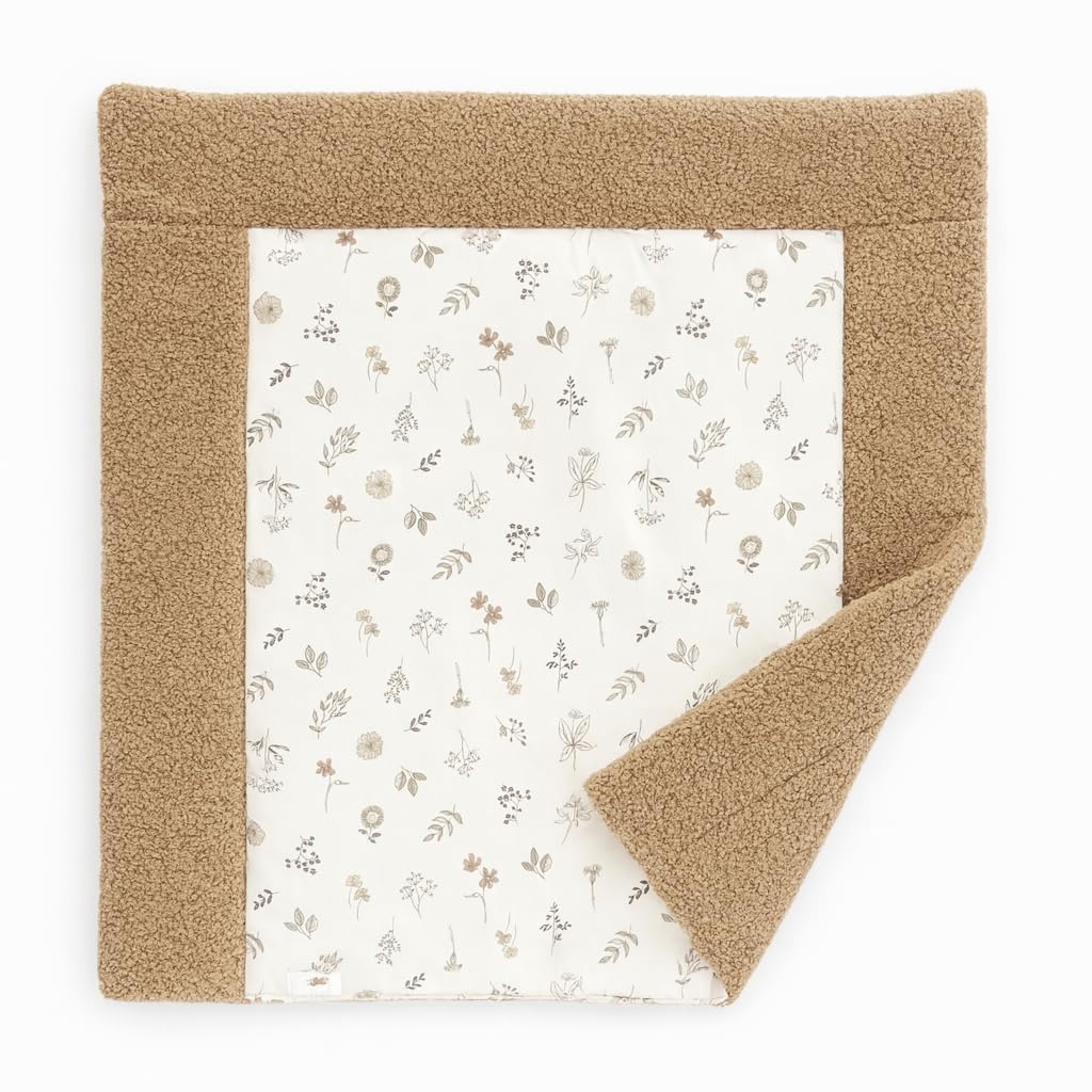 Wickelauflage 75x75 cm Baby Wickelunterlage Wickeltischauflage aus Baumwolle mit Boucle, weiche hygi