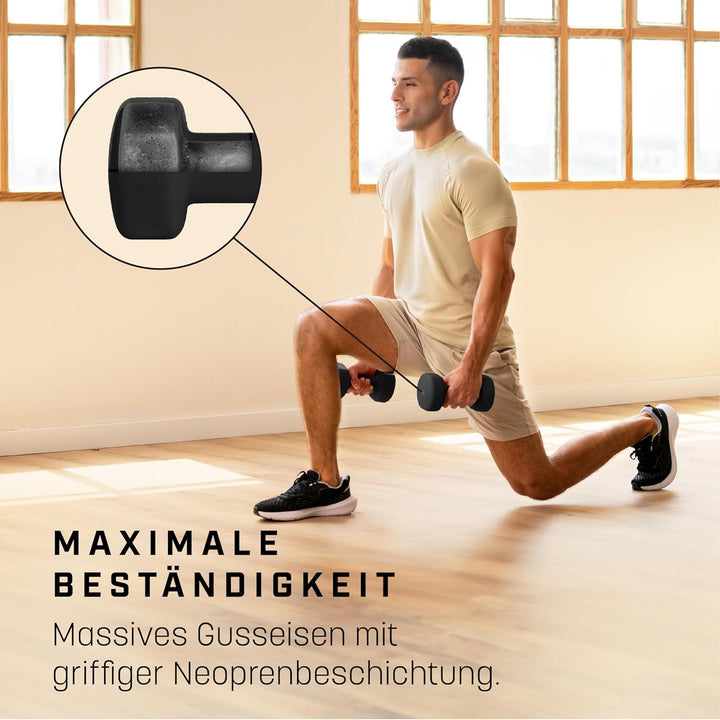 Neopren Hanteln Set - Inkl. Fitnessposter mit 32 Übungen, schweissabweisendes Kurzhanteln 2er Set au
