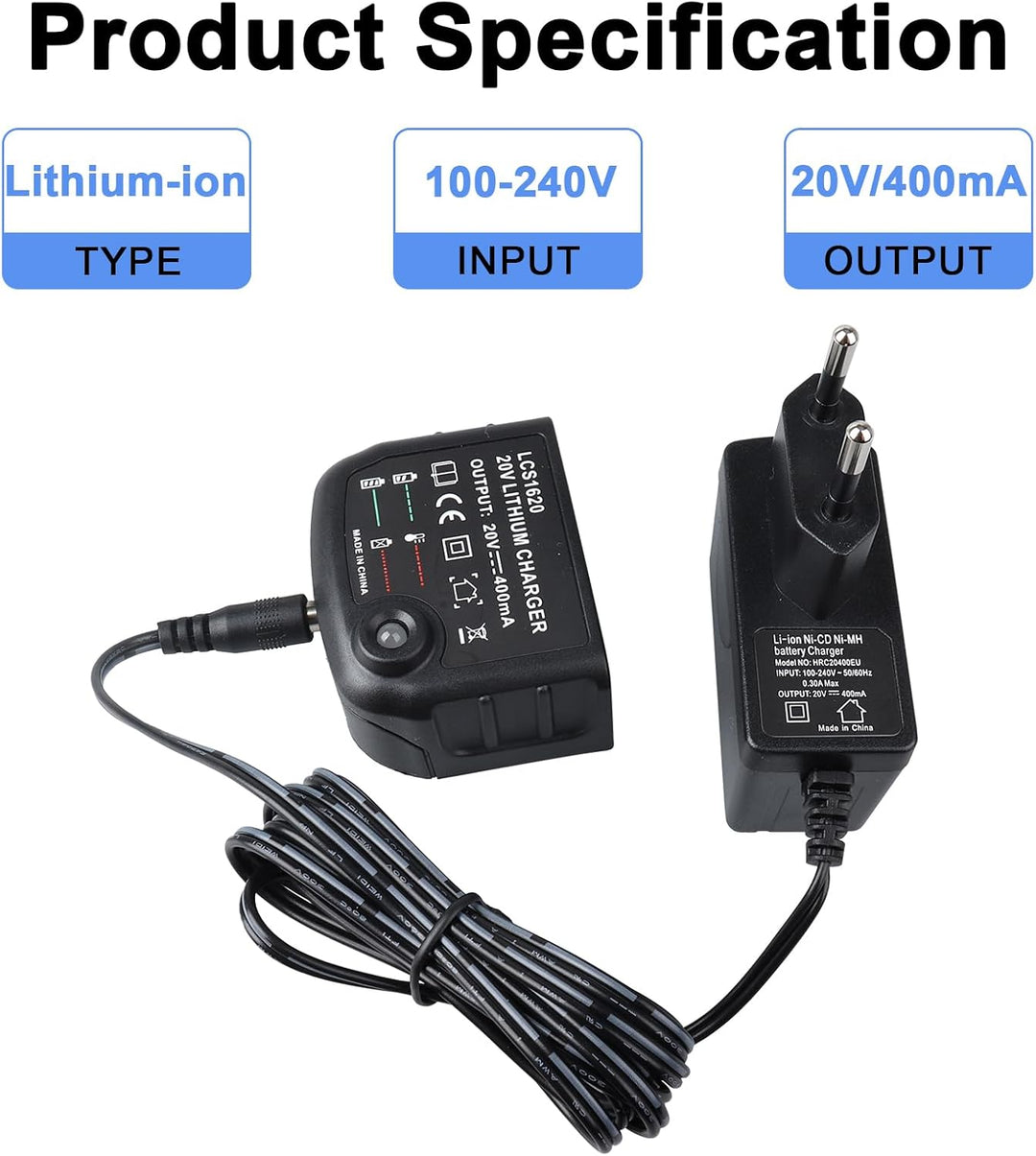 18 V/20 V Lithium-Ionen-Akkuladegerät für Black & Decker, Akkuladegerät für LCS1620 BL2018 BL2018-XJ