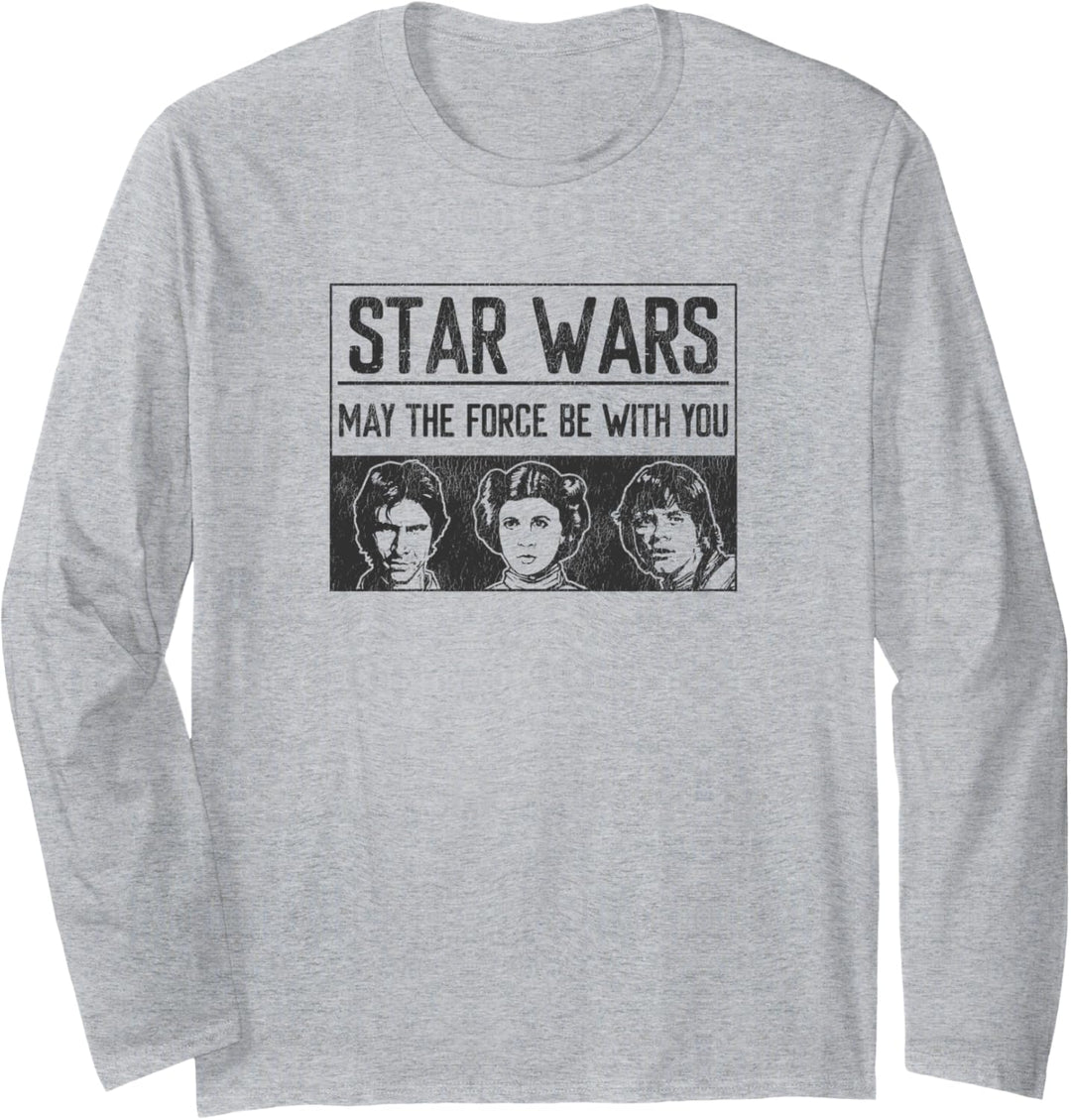 Star Wars Han Solo, Luke & Leia May The Force Be With You Langarmshirt