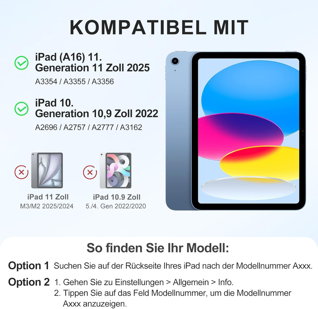 Maledan Magnetisch Hülle für iPad A16 11/10 Generation (2025 11 Zoll/ 2022 10.9 Zoll), Magnetbefesti