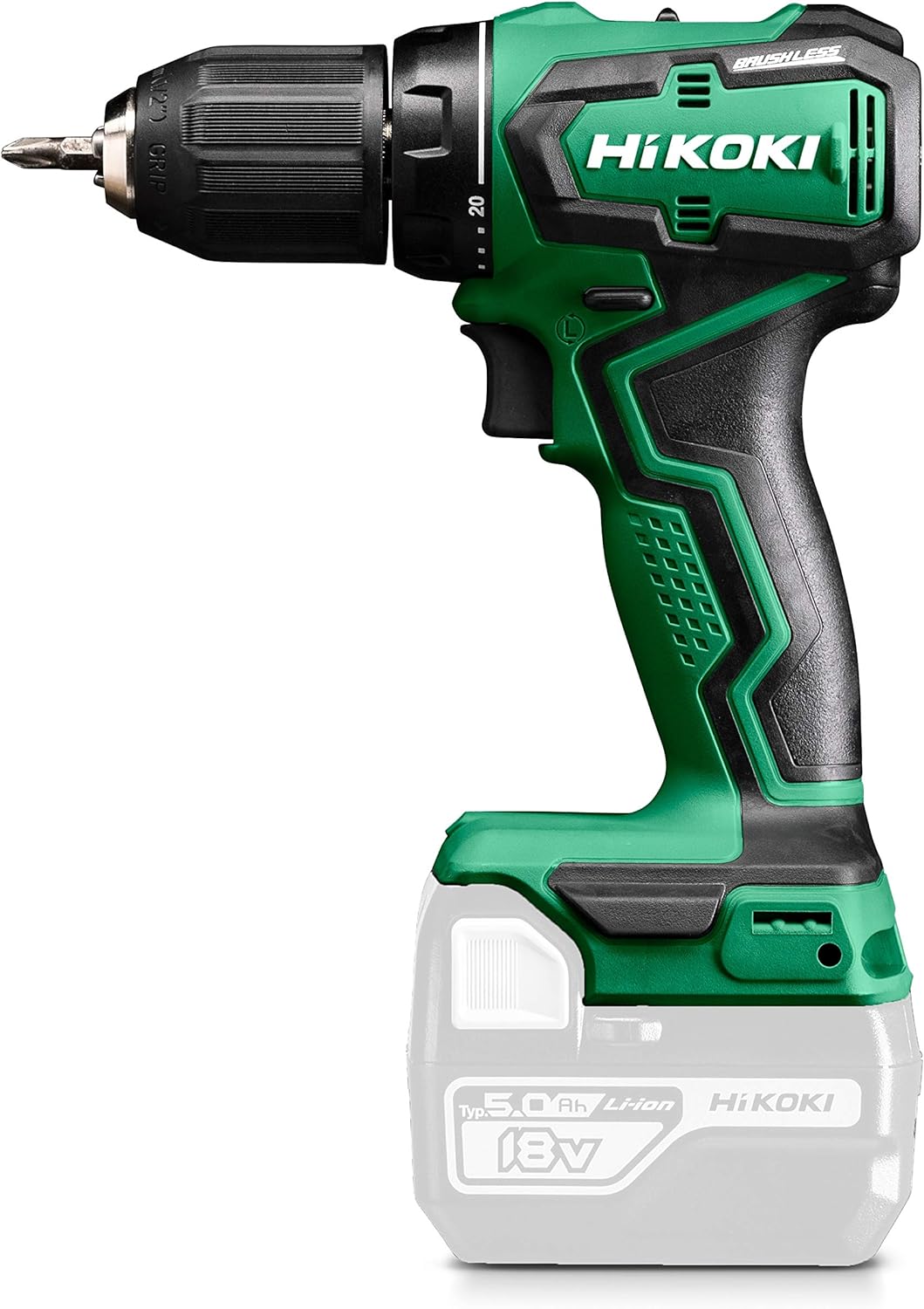 HiKOKI Akku-Bohrschrauber DS18DD (18V, Li-Ion, Brushless, 55 Nm, LED, 20-stufige Drehmomenteinstellu