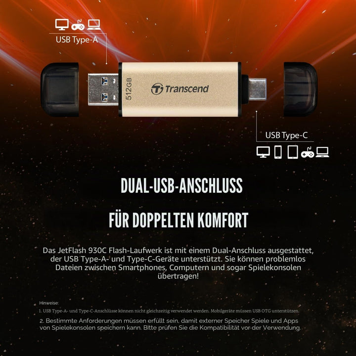 Transcend 256GB JetFlash 930C USB 3.2 Gen 1 Flash Drive TS256GJF930C, Rose Gold, 256GB