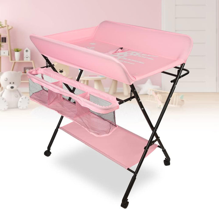 Kedia Baby Wickeltisch, Multifunktions-Wickelkommode, Babypflegetisch, Mobiler Wickeltisch mit Ablag