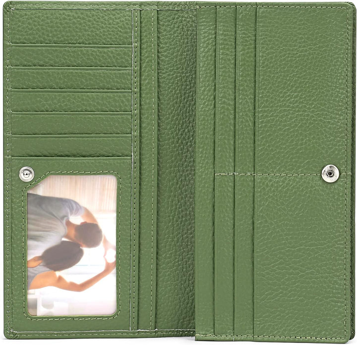 SENDEFN Dünne Geldbörse Damen, Echtes Leder Klein Portemonnaie Damen, RFID Schutz Dünn Clutch für Fr