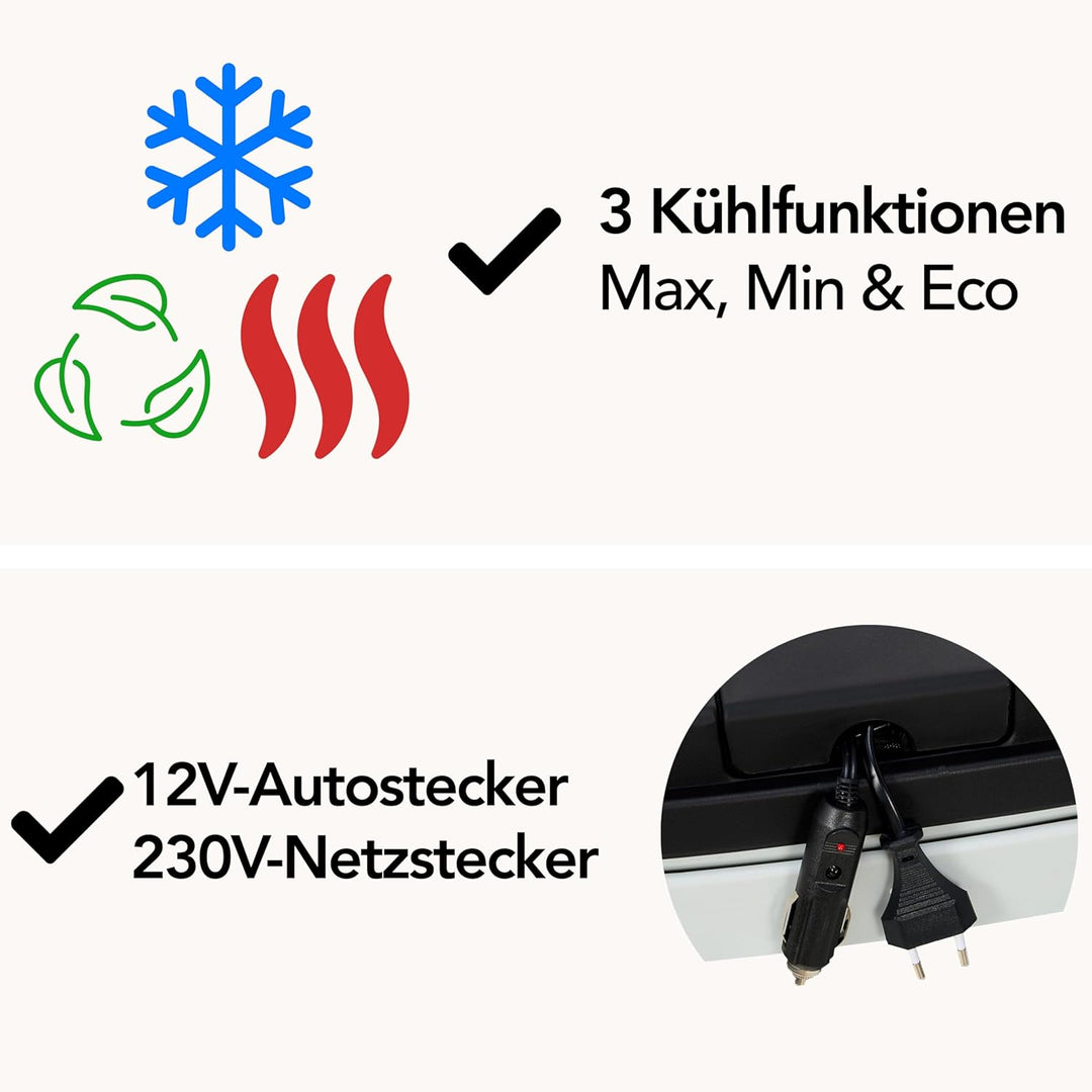 Brixy Elektrische Kühlbox - 30L - Kühlbox - 12V und 230V - Frigobox - Kühlen und Heizen - Schwarz