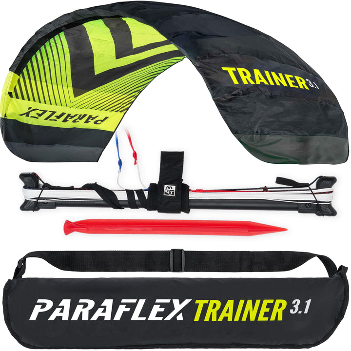 Wolkenstürmer® Paraflex Trainer 3-Leiner Lenkmatte 3.1 Neongrün - „Ready to Fly“ Kite Drachen inkl.