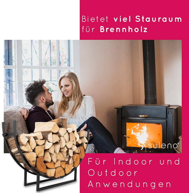 SULENO Kaminholzregal BRISTOL 55 x 92 x 21 cm Holzlager Kaminzubehör schwarz