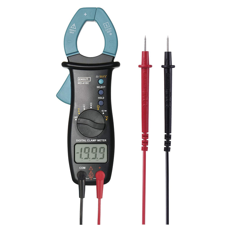 EMOS Digitaler Zangenmultimeter mit Ledertasche und Display, AC, DC Clamp Meter, Spannungsprüfer, Vo