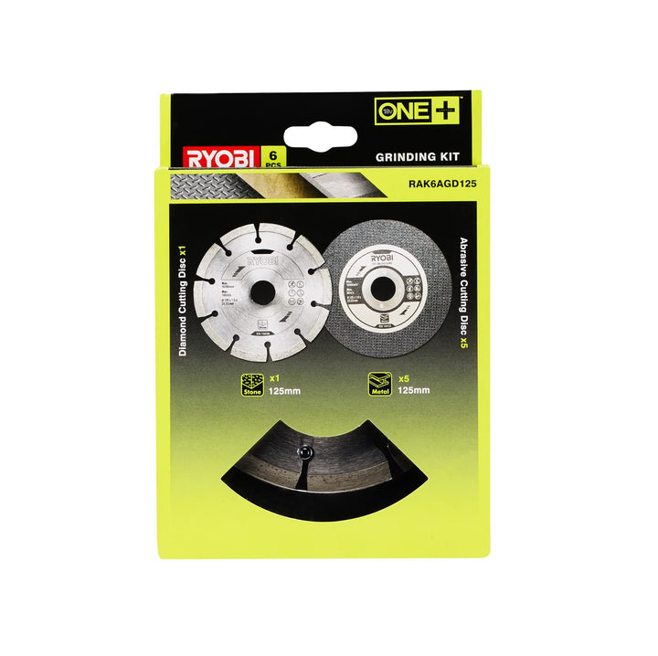 RYOBI Schleifscheiben für Winkelschleifer RAK6AGD125 (1x Diascheibe, 5x Trennscheibe, für Winkelschl