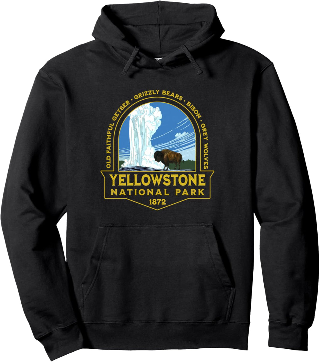 Yellowstone National Park Bison Geyser Urlaubs-Souvenir Pullover Hoodie