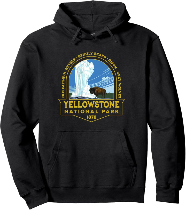 Yellowstone National Park Bison Geyser Urlaubs-Souvenir Pullover Hoodie