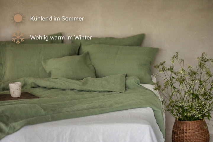 Ger3as Leinen Bettwäsche Set 100% Natur Leinen Stonewashed, Naturfaser Leinen, mit Hotelverschluss (
