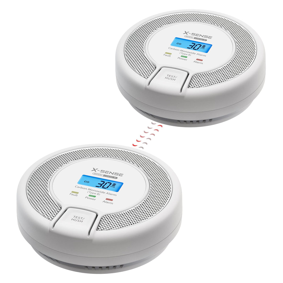 X-Sense Vernetzbarer CO Melder mit Digitalanzeige, Kohlenmonoxidmelder mit Austauschbar Batterie, TÜ