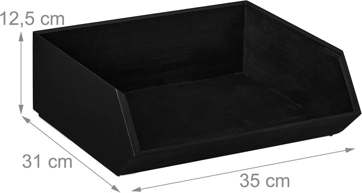 Relaxdays Schreibtischorganizer, 1 Fach, Bambusbox stapelbar, multifunktional, HxBxT: ca. 12,5 x 35