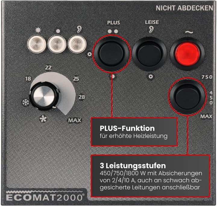 Ecomat 2000 Select | mobiler Heizlüfter | 230V | 450W / 750W / 1800W | Thermostat | Abschalt-Automat