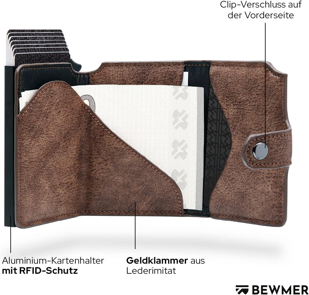 BEWMER 2 geschirmte Kreditkartenetui | Anti-Cloning Schutz Slim RFID Geldbörse für Damen und Herren