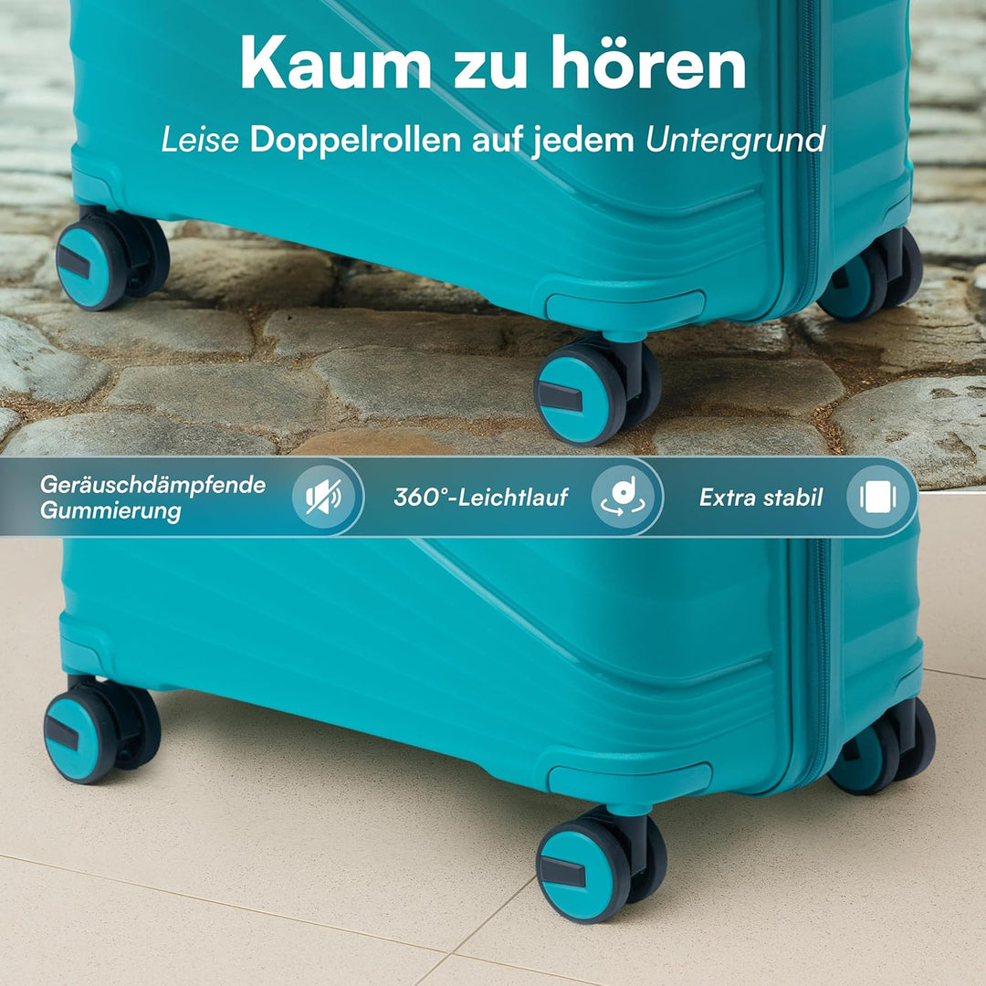 Xonic® Hartschalenkoffer M für 40L - Bruchsicherer Rollkoffer Polypropylen mit 360° Doppelrollen & T