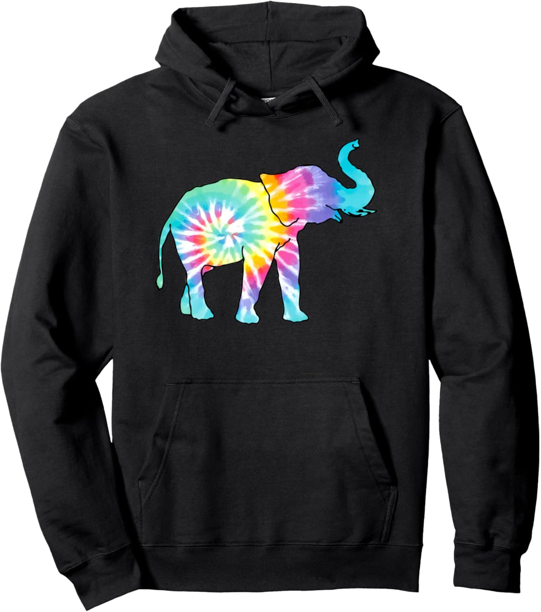 Schönes buntes Elefanten-Design mit Batikmuster Pullover Hoodie
