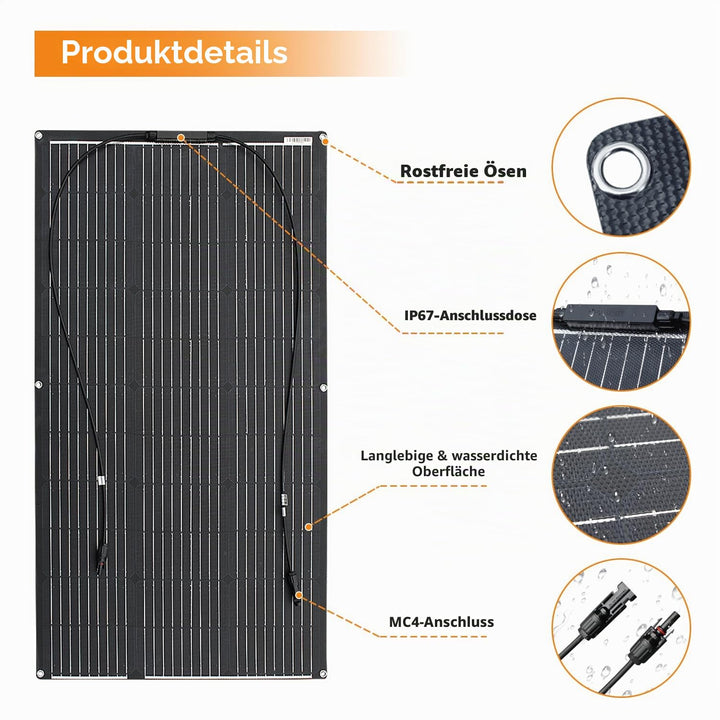 Aysolar 300W 12V Solarpanel Flexibel 3x100W 18V ETFE Monokristallines Solarmodul Photovoltaik für Wo