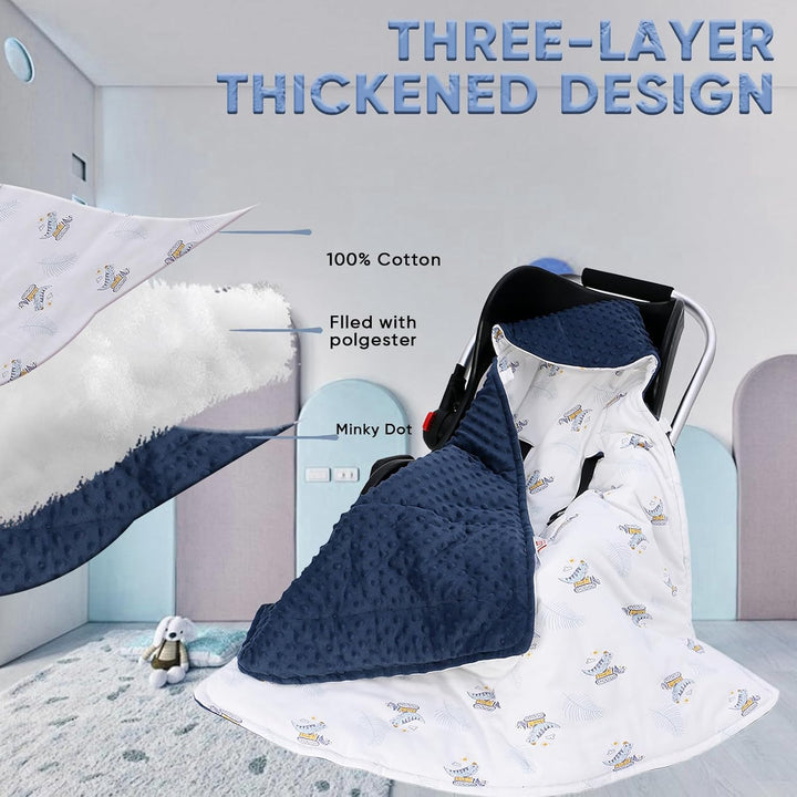 LAT Baby Einschlagdecke Babyschale - Decke Kinderwagen 90x90cm 100% Baumwolle Universal Babydecke Do