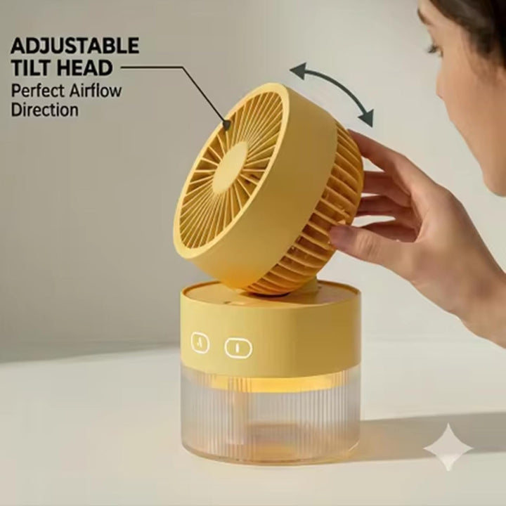 Portable Misting Fan With 3 Speeds &amp; Night Light, 2-in-1 Tischventilator und Luftbefeuchter, Faltbar
