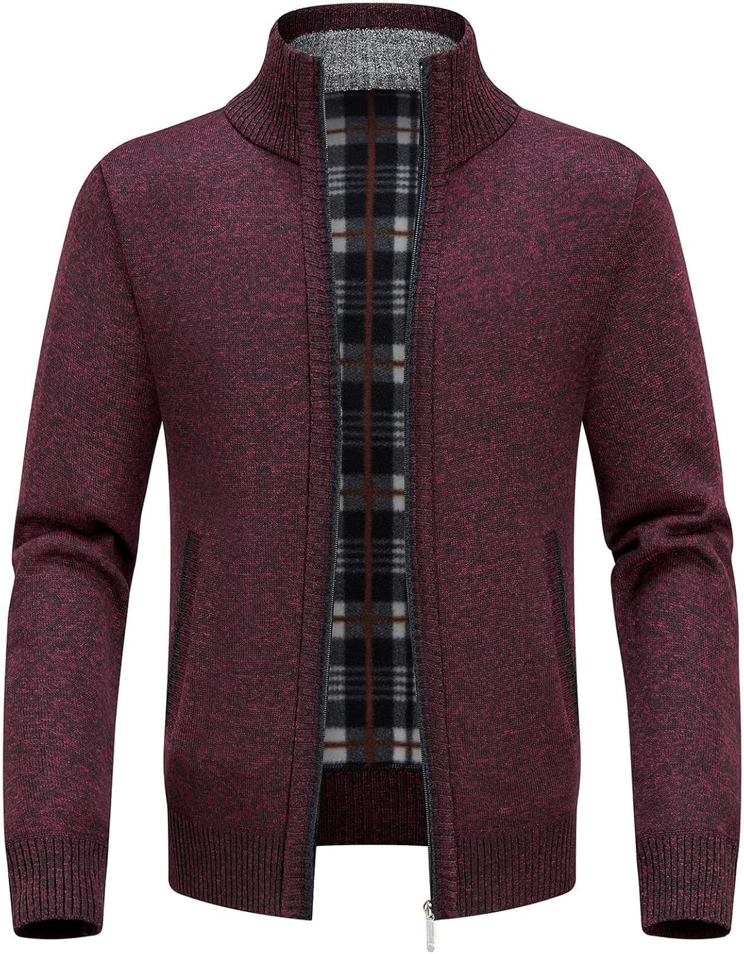 KUDORO Strickjacke Herren Cardigan Trachtenjacke mit Reissverschluss Gestrickt Wintermantel Strickja